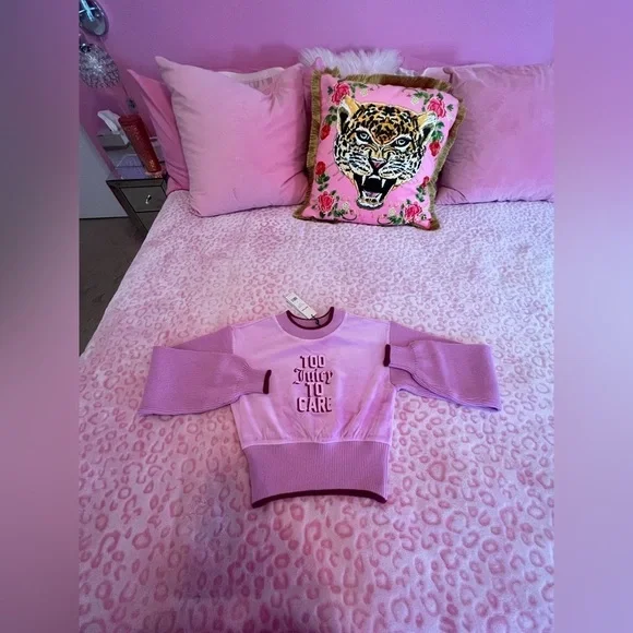 Juicy Couture Pink cropped velour sweater XS - Picture 5 of 5